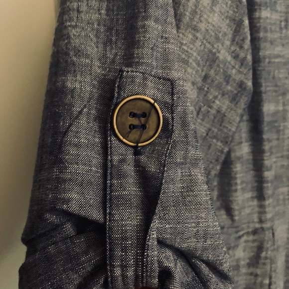 Denim vest with leather tie - Picture 4 of 4